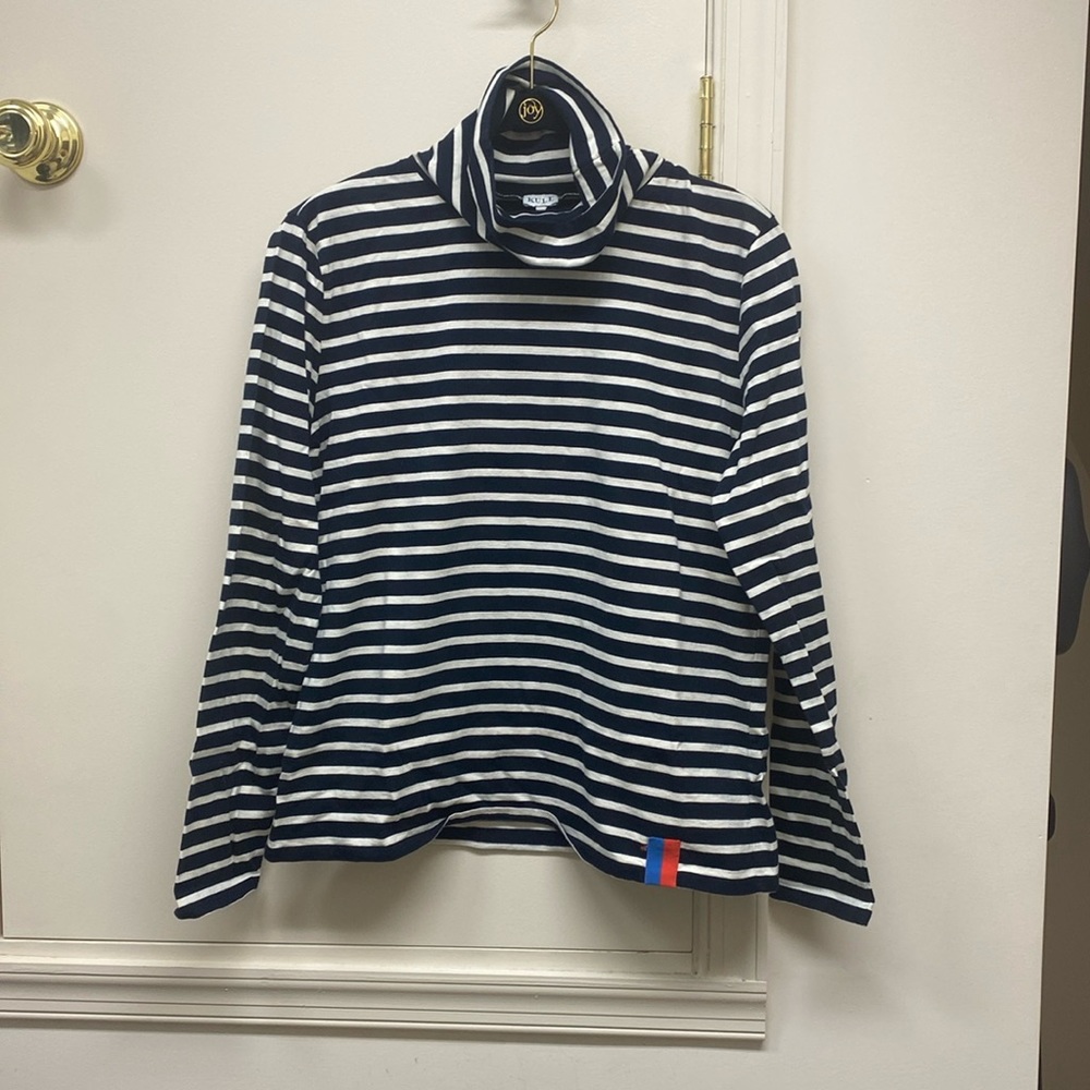 Kule blue and white striped t neck